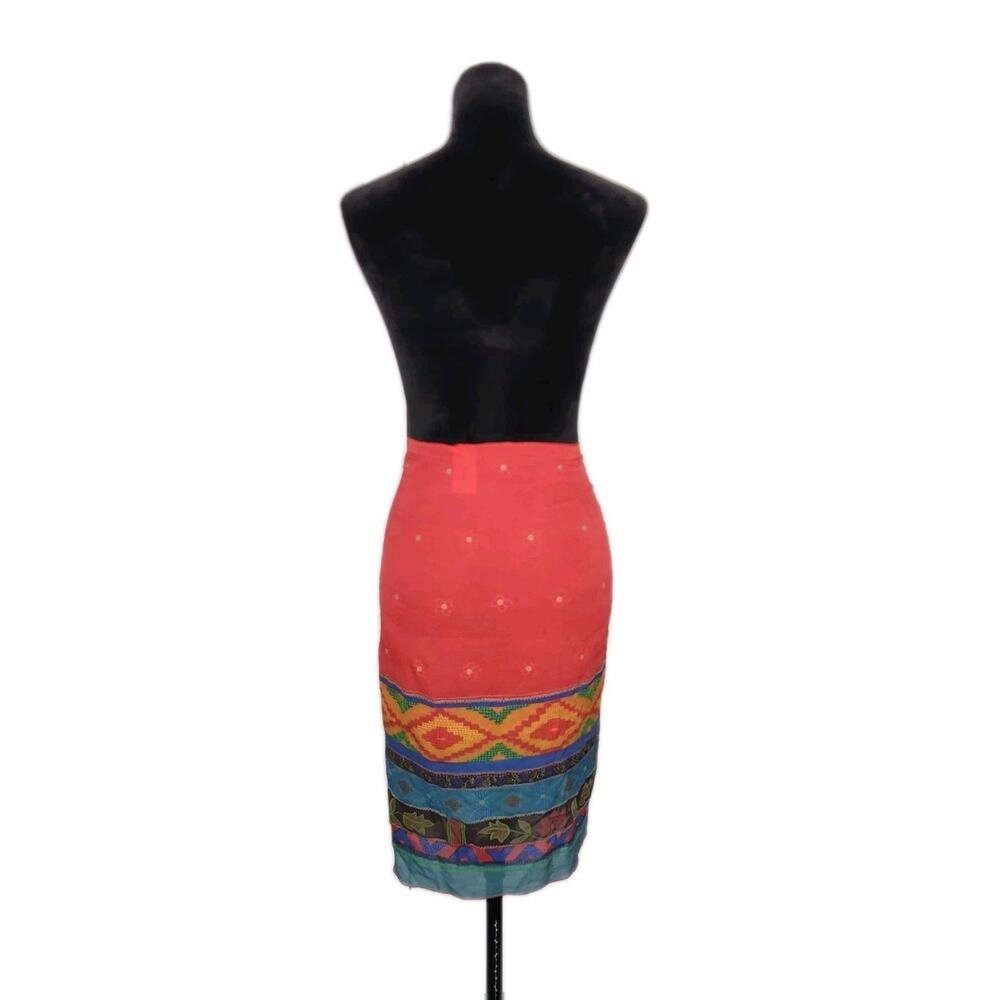 Gideon Oberson Multicolor Sarong Tie Wrap Skirt Cover Up 100% Silk Sz 44 /US 12 - Picture 3 of 9